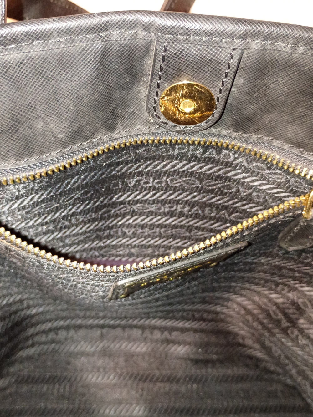 Prada Black Nylon Shoulder Bag with Gold Hardware - Picture 7 of 16